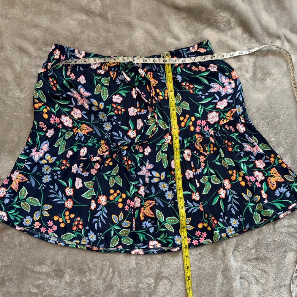 LOFT Navy Floral Mini Skirt